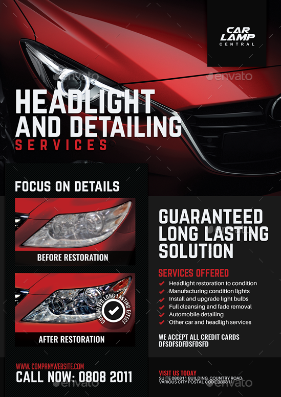 Headlight Restoration Promotional Flyer, Print Templates GraphicRiver
